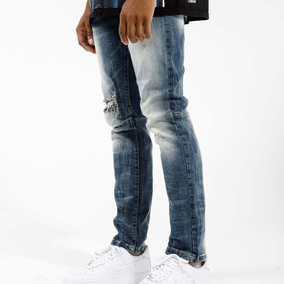 NWT Smoke Rise Distressed Ripped Thread Denim Slim Fit Jeans (Various Sizes) - Picture 2 of 4